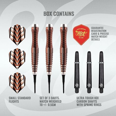 Shot Darts Soft Tip, Tribal Weapon Savage 19g, 90% Tungsten Barrels, Front Weighted with Precision Grips, Professional Dart Set and Flights Made in New Zealand, Plastic Tip Bar Darts in Saudi Arabia