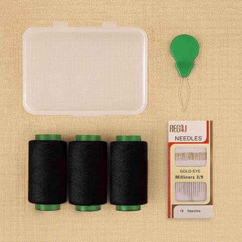 20PCS Household Yarn Sewing Kit - 3 Yarn Balls, 16 Needles & Threader, Portable Storage Box for Crafts, Mending & DIY Projects (Black) in Saudi Arabia