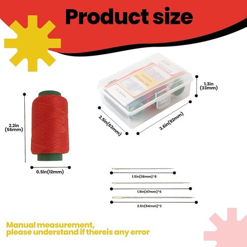 20PCS Household Yarn Sewing Kit - 3 Yarn Balls, 16 Needles & Threader, Portable Storage Box for Crafts, Mending & DIY Projects (Black) in Saudi Arabia