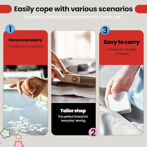20PCS Household Yarn Sewing Kit - 3 Yarn Balls, 16 Needles & Threader, Portable Storage Box for Crafts, Mending & DIY Projects (Black) in Saudi Arabia