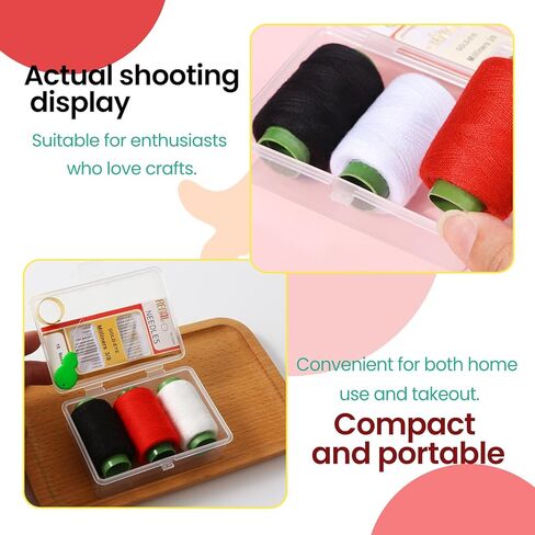 20PCS Household Yarn Sewing Kit - 3 Yarn Balls, 16 Needles & Threader, Portable Storage Box for Crafts, Mending & DIY Projects (Black) in Saudi Arabia