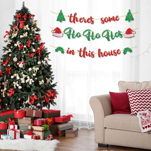 لافتة مسبقة الصنع هناك بعض Ho Ho Hos في هذا المنزل، لا توجد زينة عيد الميلاد المضحكة DIY، لافتة لافتة لحفلات عيد الميلاد اللامعة in Saudi Arabia