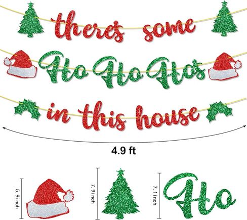 لافتة مسبقة الصنع هناك بعض Ho Ho Hos في هذا المنزل، لا توجد زينة عيد الميلاد المضحكة DIY، لافتة لافتة لحفلات عيد الميلاد اللامعة in Saudi Arabia
