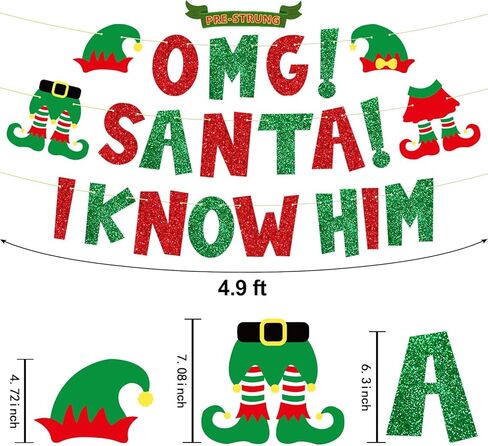 Pre-Strung There's Some Ho Ho Hos In This House Banner, NO DIY Funny Christmas Decorations, Glitter Xmas Holiday Party Banner Sign in Kuwait