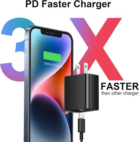 شاحن USB C سريع لأجهزة iPhone 15/15 Pro/15 Pro Max/15 Plus، iPad Pro، iPad Air 5th/4th، iPad الجيل العاشر، شاحن حائط iPad Mini 6,20W PD مع كابل شحن USB C إلى C بطول 6 أقدام in Saudi Arabia