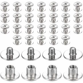 HARFINGTON 30 مجموعة شيكاغو برغي M3x6mm 3 مم طول معدني فيليبس مسمار برشام مسمار مسامير برشام عمود ربط لحقيبة حزام جلد DIY تجليد الكتب، فضي in Kuwait