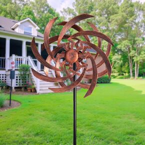 Wind Spinners Outdoor Garden Decor, 360°Metal Kinetic Wind Sculpture Spinner, 16W*76H inch Windmill for Yard, Patio, Backyard, Garden Gifts for Women in Saudi Arabia