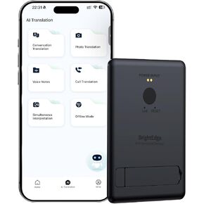 AI Translator Device with Magnetic Stand, Supports 146+ Languages, Real-Time Voice Cloning, Cross-App Translation, 98.6% Accuracy, 0.5s Response, Offline Mode, Ideal for Business, Travel & Learning in Saudi Arabia