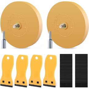 عجلة ممحاة لإزالة الملصقات مقاس 4 بوصات، عجلة ممحاة مطاطية مقاومة للحرارة تمنع تلف طلاء السيارة والمعاطف الشفافة، مزيل ملصقات السيارة مع مكشطة شفرة حلاقة بلاستيكية لشارات الفينيل والملصقات in Kuwait