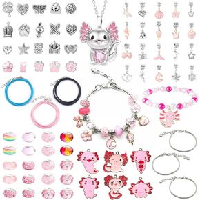 Rinziigo Axolotl Kawaii Charm Bracelet Making Kit, Cartoon Jewelry Making Supplies Beads, Cute Crafts Gifts Set for Woman in Saudi Arabia