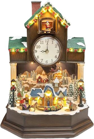 MOMENTS IN TIME 9"H Polyresin Christmas LED & Musical Cuckoo Clock with Animated Christmas Tree (Adaptor) in Saudi Arabia
