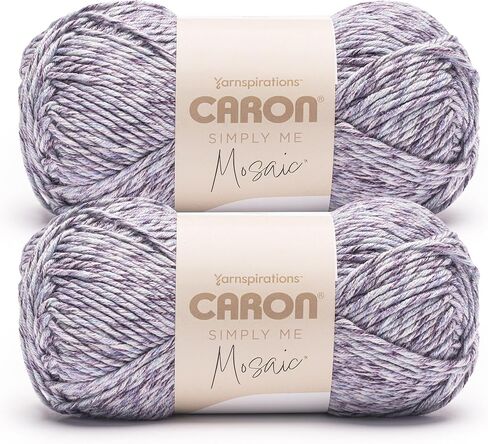 Caron Simply Me Mosaic Purple Agate Yarn - 2 Pack of 140g/5oz - 62% Acrylic, 20% Nylon, 18% Wool - #5 Bulky - 173 Yards - Knitting/Crochet in Kuwait