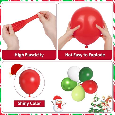 Ouddy Life 170Pcs Merry Christmas Party Decorations Set, Christmas Balloon Garland Arch Kit, Xmas Foil Fringe Curtains Faux Pampas Red Green Candy Cane Star Foil Balloons for Friends Birthday Supplies in Saudi Arabia