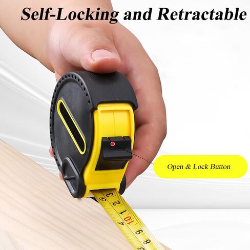 25Ft Tape Measure – Heavy Duty Self-Locking Retractable Measuring Tape with Fraction Markings, for Construction, Carpentry, and DIY in Saudi Arabia