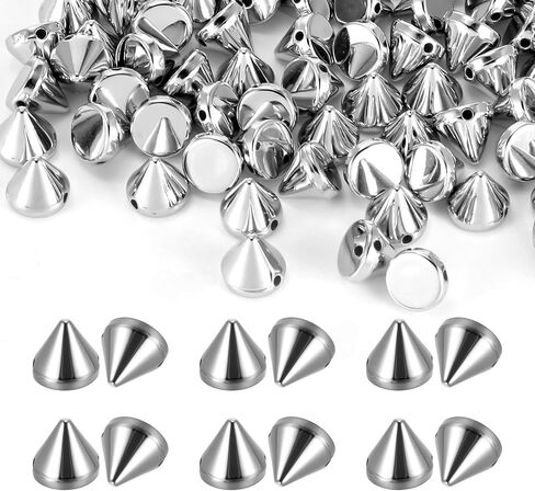 TIESOME 500 جهاز كمبيوتر شخصى 8mm الفضة رصاصة سبايك مخروط ترصيع، المسامير فاسق للحرف المسامير مخروط سبايك ترصيع شقة الظهر ترصيع والمسامير للملابس الجلود حزام حقيبة أحذية مجوهرات الزخارف in Saudi Arabia