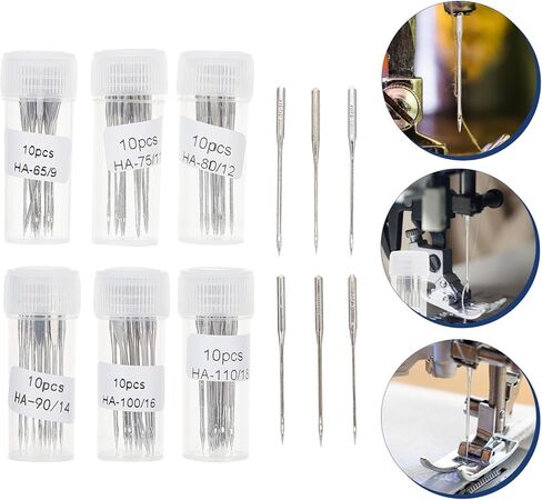 60Pcs Sewing Machine Needles Set Professional Needles for Sewing Portable Stitching Needles Compatible with Household Sewing Machines Each A- Ha- Ha- Ha- Ha- Ha- in Saudi Arabia