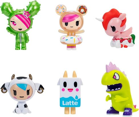 Jazwares Tokidoki 2" 6 Figure Pack - Donutella, Sandy, Kaiju Tokimon, Latte, Mozzarella, & Ruby - Ages 5+ - Officially Licensed Tokidoki Product from in Saudi Arabia