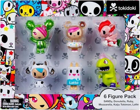 Jazwares Tokidoki 2" 6 Figure Pack - Donutella, Sandy, Kaiju Tokimon, Latte, Mozzarella, & Ruby - Ages 5+ - Officially Licensed Tokidoki Product from in Saudi Arabia