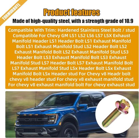 03413B Exhaust Manifold Bolts for LS1 Head Bolts LSX LS2 LS3 LS6 LS7 GM Vortec 4.8L 5.3L 6.0L 6.2L 03413B 11518860 11609481 12pcs in Saudi Arabia