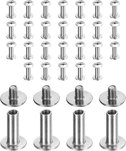 HARFINGTON 30set Chicago Screw M3x6mm 3mm Length Metal Phillips Nail Rivet Stud Bolts Rivets Binding Post Screw for DIY Leather Belt Bag Craft Bookbinding, Silver in Saudi Arabia