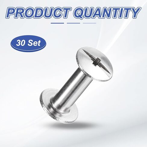 HARFINGTON 30set Chicago Screw M3x6mm 3mm Length Metal Phillips Nail Rivet Stud Bolts Rivets Binding Post Screw for DIY Leather Belt Bag Craft Bookbinding, Silver in Saudi Arabia