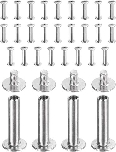 HARFINGTON 30set Chicago Screw M3x6mm 3mm Length Metal Phillips Nail Rivet Stud Bolts Rivets Binding Post Screw for DIY Leather Belt Bag Craft Bookbinding, Silver in Saudi Arabia