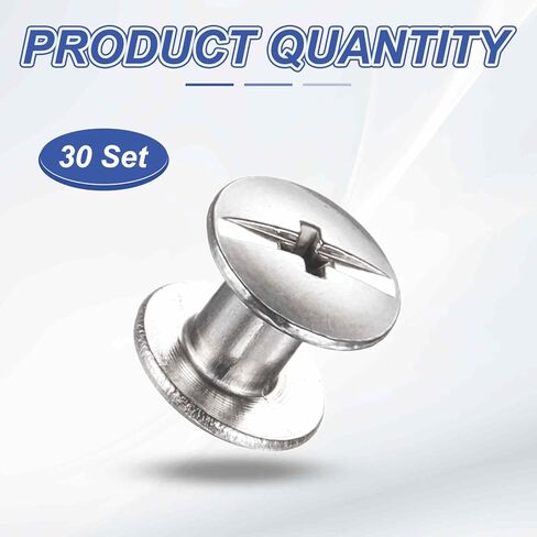 HARFINGTON 30 مجموعة شيكاغو برغي M3x6mm 3 مم طول معدني فيليبس مسمار برشام مسمار مسامير برشام عمود ربط لحقيبة حزام جلد DIY تجليد الكتب، فضي in Kuwait