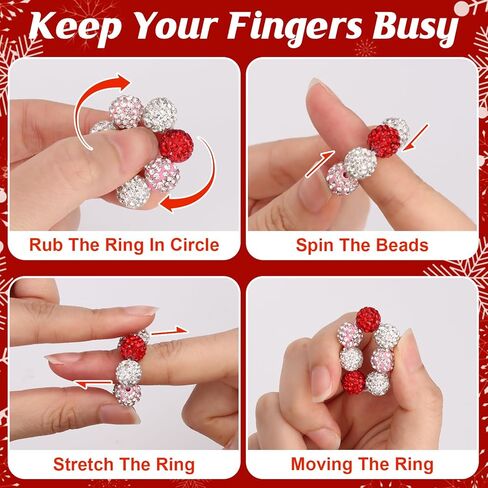 5 Pack Spiky Sensory Rings for Strees Relief Christmas Glitter Fidget Ringswith Beads Sensory Fidget Toys Finger Massager Fidget Ring with Card Skin Picking Toy for Anti Anxiety Christmas in Saudi Arabia