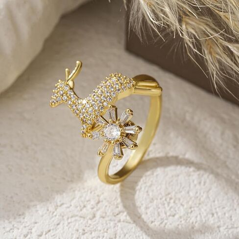 Sunflower Fidget Ring for Women Gold Anxiety Crystal Rings Cubic Zirconia Sunflower Open Adjustable Fidget Ring Spinner Sun Ring for Men Trendy Jewelry in Kuwait