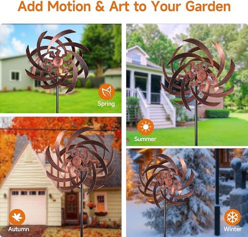Wind Spinners Outdoor Garden Decor, 360°Metal Kinetic Wind Sculpture Spinner, 16W*76H inch Windmill for Yard, Patio, Backyard, Garden Gifts for Women in Saudi Arabia