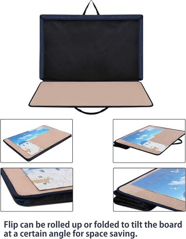 لوحة أحجية الصور المقطوعة من Becko US مع صواني وغطاء، حقيبة محمولة لتوفير تخزين الألغاز، سطح غير قابل للانزلاق، لما يصل إلى 1000 قطعة (أزرق داكن وكاكي) in Kuwait