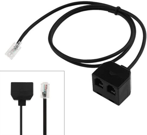 RJ9 4P4C ذكر واحد إلى إناثين، 1 ذكر و2 أنثى Y-Line سماعات رأس أو خطوط آلة تدريب الهاتف المحمول - (اللون: أسود) in Saudi Arabia