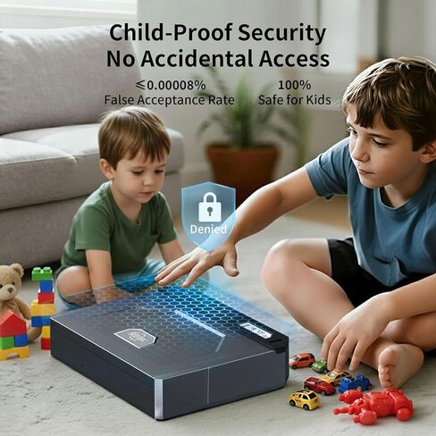 AI Smart Palm Vein Gun Safe - Childproof, Contactless 0.1s Access & 100% Unlock for Wet, Dirty, Calloused, Peeling Hands & in Darkness, Biometric Handgun Pistol Box for Nightstand, Home&Car in Saudi Arabia