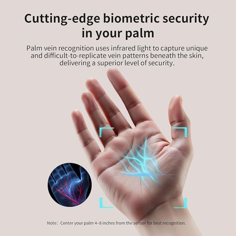 AI Smart Palm Vein Gun Safe - Childproof, Contactless 0.1s Access & 100% Unlock for Wet, Dirty, Calloused, Peeling Hands & in Darkness, Biometric Handgun Pistol Box for Nightstand, Home&Car in Saudi Arabia