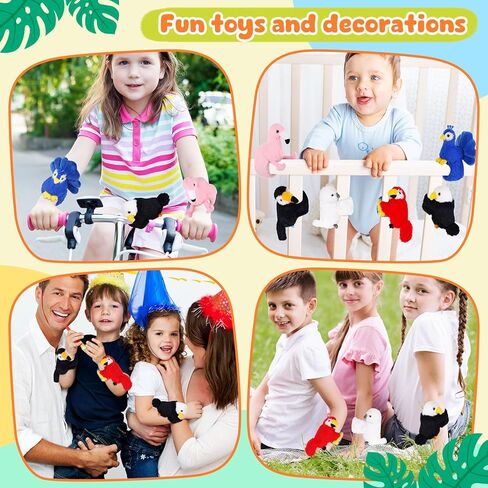 6 Pcs Bird Stuffed Animal Slap Bracelets Cute Parrot Eagle Flamingo Owl Plush Animal Wrist Snap Bracelets for Kids Birthday Boys Girls Gift in Saudi Arabia
