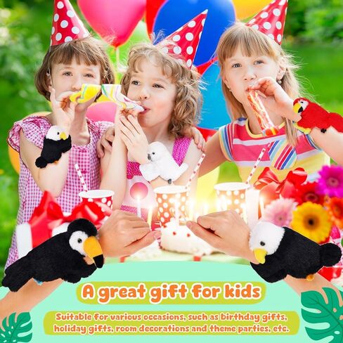 6 Pcs Bird Stuffed Animal Slap Bracelets Cute Parrot Eagle Flamingo Owl Plush Animal Wrist Snap Bracelets for Kids Birthday Boys Girls Gift in Saudi Arabia