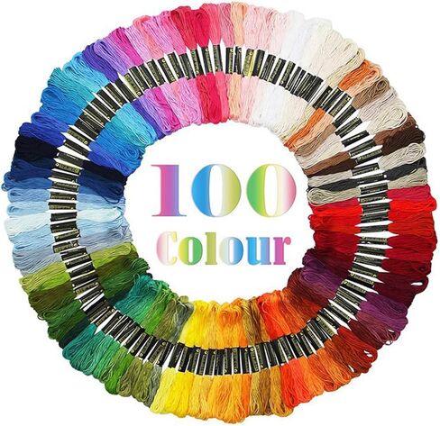 100 Colors Embroidery Floss, 6-Strand 8M Cross Stitch Threads, DIY Handcraft Colored Cotton Blend Floss for Bracelet Making Friendship Bracelets Sewing Crafts in Saudi Arabia
