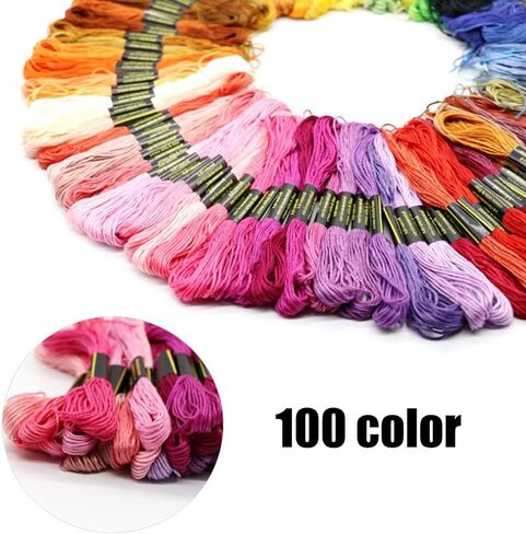 100 Colors Embroidery Floss, 6-Strand 8M Cross Stitch Threads, DIY Handcraft Colored Cotton Blend Floss for Bracelet Making Friendship Bracelets Sewing Crafts in Saudi Arabia