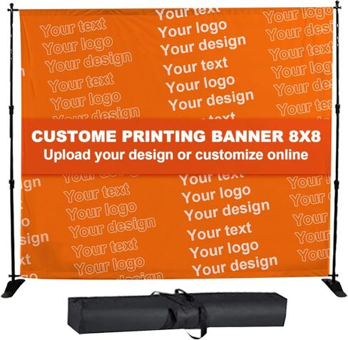 Displayfactory خلفية راية الوقوف 10 × 8 قدم قابل للتعديل عرض موقف تلسكوبي خطوة وتكرار موقف خلفية للمعرض التجاري، كشك الصور، خلفية العارضين الجدار مع حقيبة حمل in Kuwait