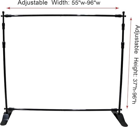Displayfactory خلفية راية الوقوف 10 × 8 قدم قابل للتعديل عرض موقف تلسكوبي خطوة وتكرار موقف خلفية للمعرض التجاري، كشك الصور، خلفية العارضين الجدار مع حقيبة حمل in Kuwait