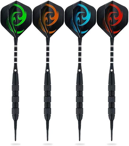 12 Pack Soft Tip Darts - Plastic Tip Darts 18 Grams with 100 Extra Dart Tips, 15 Flights, Dart Flight Protector, Aluminum Shafts and Rubber O-Rings in Saudi Arabia