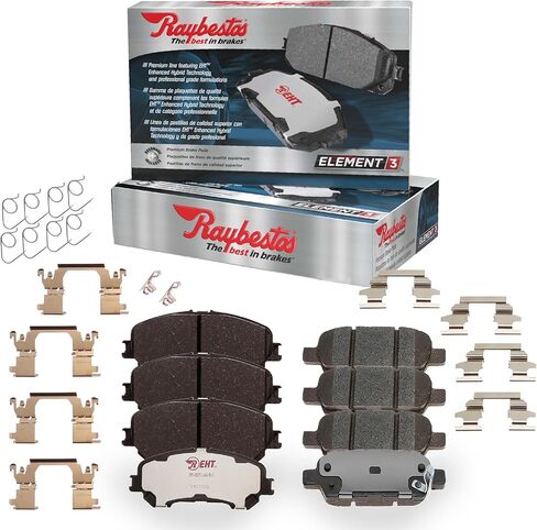 Raybestos Element3 Hybrid Brake Pads Front and Rear Kit (2PK1737905E3) Automotive Replacement Pads for 2020-2014 Nissan Rogue, 2022-2017 Nissan Rogue Sport, 2019-2017 Nissan Qashqai in Saudi Arabia