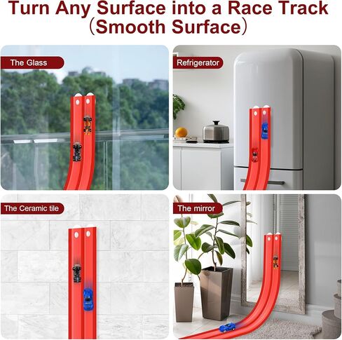 20 Ft Flexible Race Track Toys, Flex Race Car Ramp Track with 4 Race Cars & Suction Cups Rolls Up Portable DIY Race Track Anti Gravity Car Track Set, Kids Racecar Track Toy(Red in Saudi Arabia