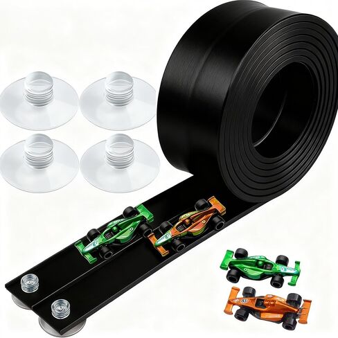Flexible Race Car Track Toy for Kids – 4 Suction Cups, 2 Mini Cars, Dual-Lane Slot Track, Montessori Toy, 5M Long, Bendable Race Tracks, Black/Blue, STEM Gift for Toddlers 3+ (Blue) in Kuwait