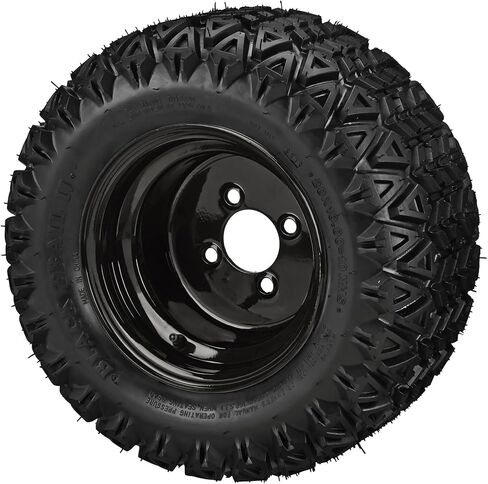 عربة RM مقاس 10 بوصات باللون الأبيض الصلب على إطارات 20x10.00-10 Black Trail II (مجموعة من 4) | مجموعة إطارات وعجلات عربة الجولف مع صواميل العروة القياسية in Kuwait