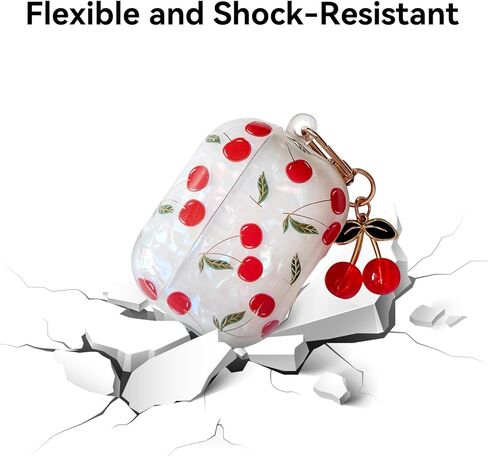 Compatible with AirPods Pro 2 Case, Cute Pretty Aesthetic AirPod Pro 2 Case Cover with Cherry Keychain, Premium TPU Protective Shockproof Case for Women Girl (Cherry, for airpod pro 2nd Gen) in Saudi Arabia