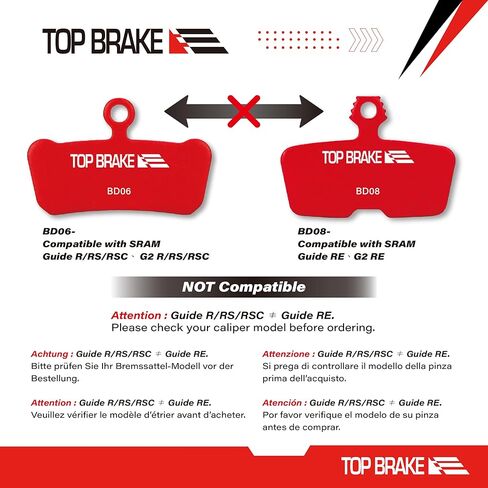 TOP BRAKE 2 أزواج من وسادات فرامل الدراجة القرصية لـ AVID SRAM Code R/RE/RSC، دليل RE in Saudi Arabia