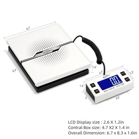 Weighmax W-8809 150 رطل x0.1oz شحن رقمي ومقياس بريدي مع شاشة ممتدة، ذهبي، بطارية ومحول تيار متردد متضمن in Kuwait