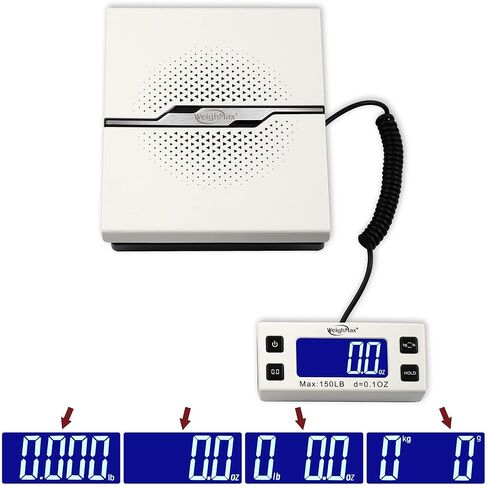 Weighmax W-8809 150 رطل x0.1oz شحن رقمي ومقياس بريدي مع شاشة ممتدة، ذهبي، بطارية ومحول تيار متردد متضمن in Kuwait