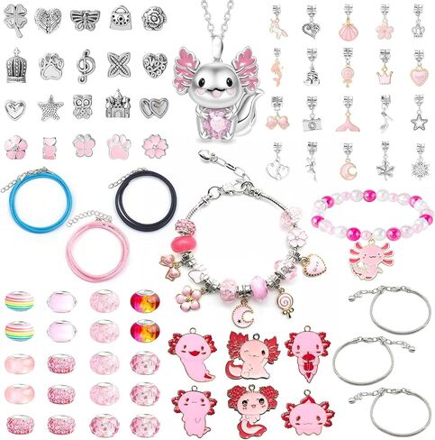 مجموعة صنع الأساور الساحرة من Rinziigo Axolotl Kawaii، مستلزمات صناعة المجوهرات الكرتونية، مجموعة هدايا حرفية لطيفة للمرأة in Kuwait